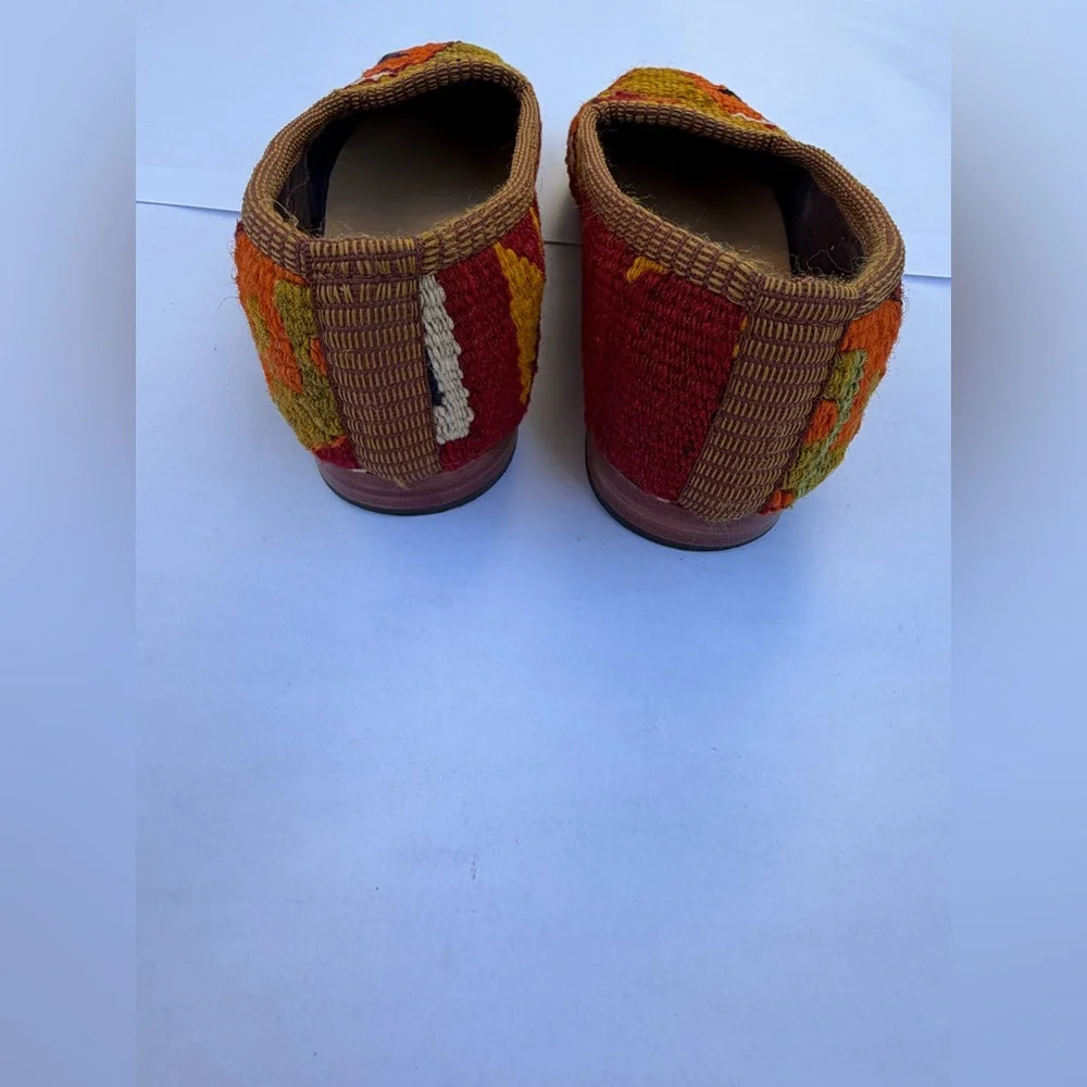 Res Ipsa Kilim Slippers – Handmade Woven Wool & Leather – Size 10 – Unique Pair - Picture 7 of 11